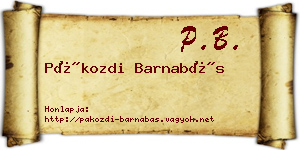 Pákozdi Barnabás névjegykártya